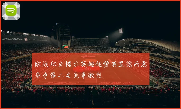 欧战积分揭示英超优势明显德西意争夺第二名竞争激烈